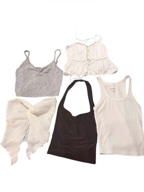 Bundle of 5 Women's Tank Tops and Wraps - White, Cream, Gray, Black